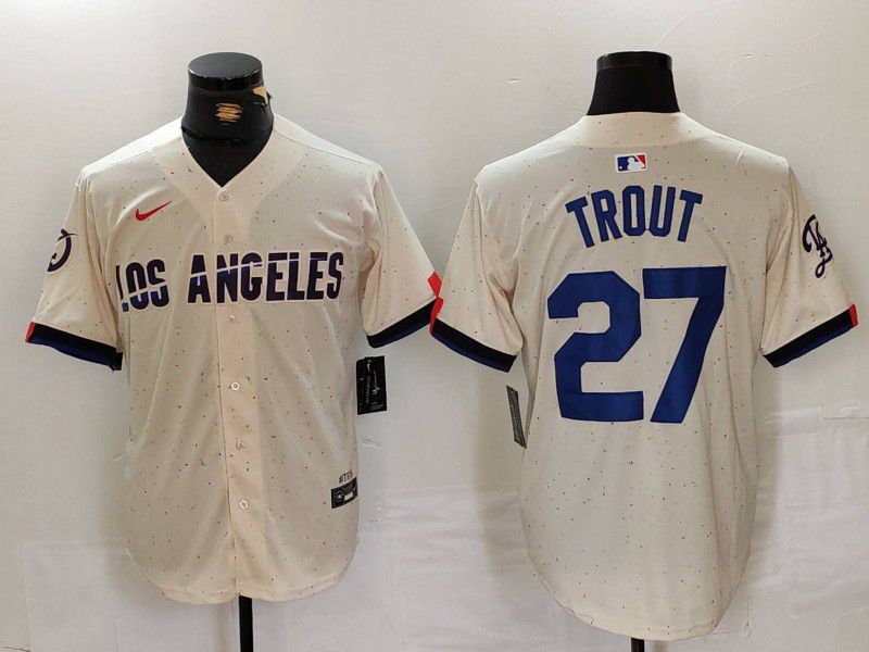 Men Los Angeles Dodgers #27 Trout Cream Fashion Nike Game MLB Jersey style 30->los angeles dodgers->MLB Jersey